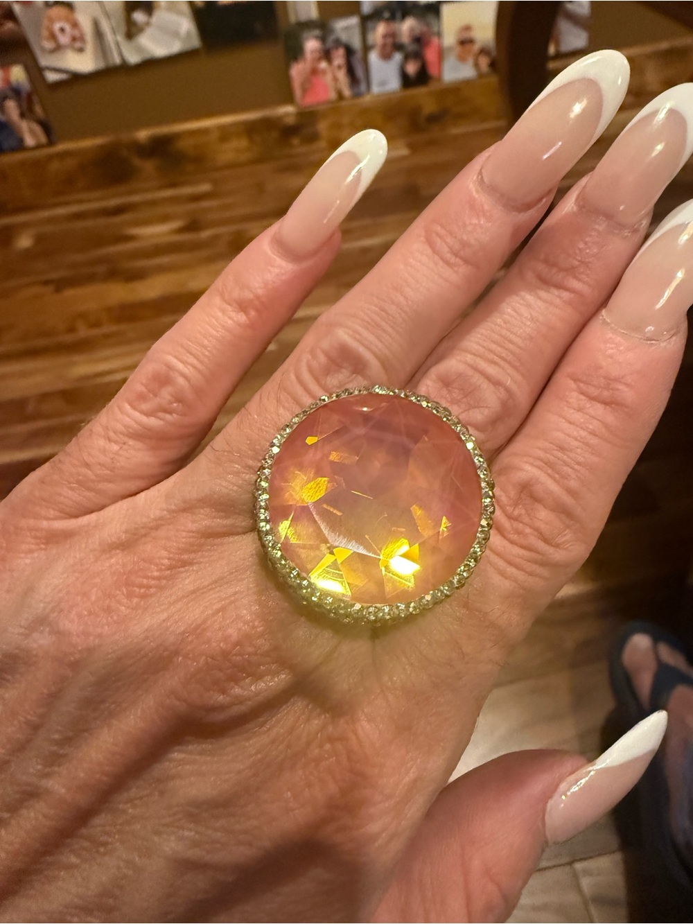Gold-Tone grapefruit color Crystal Cocktail Ring - Women Jewelry gems gemstone